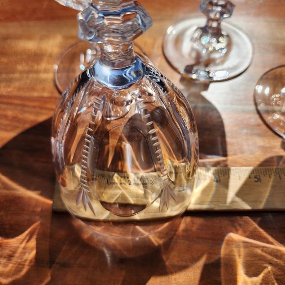 4 Panel Slashes Fan Cut to Clear Crystal Wine Goblets 5.5" - Picture 11 of 11